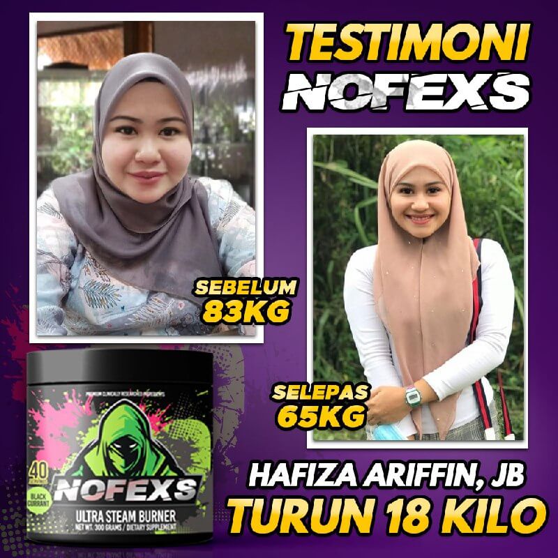 Testimoni Pengguna Nofexs Hafizah Ariffin turun 18 kilo