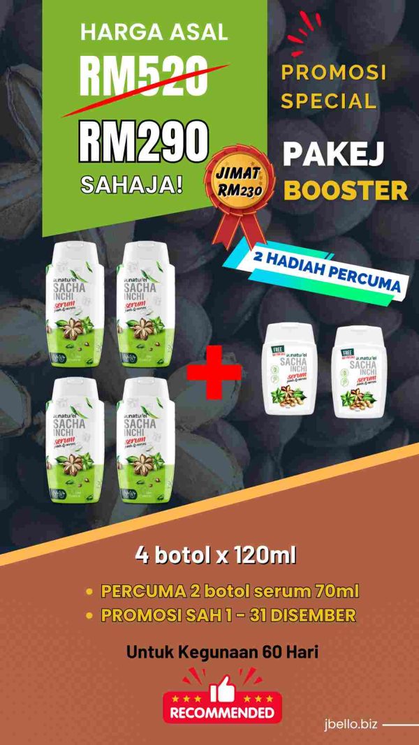 Harga promosi Serum Sacha Inchi Aunaturel Pakej Booster Bulan Disember